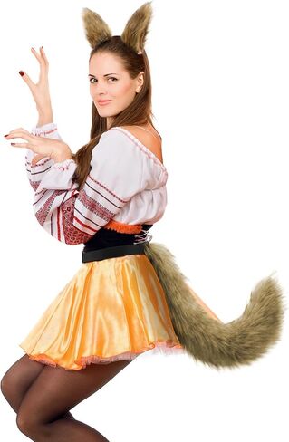DRESHOW Fox Fur Tail Fake Fur Tail Dog Tail Cosplay Party Costume Super Huge Fluffy Tail for Teen Adult in Saudi Arabia