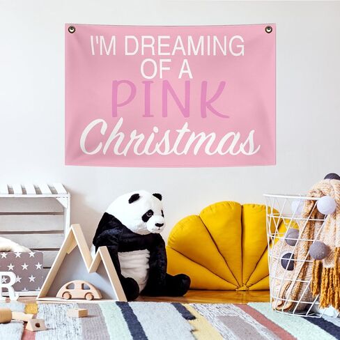 Pink Christmas Canvas Flag,Pink Christmas Santa Claus Hanging Wall Banner,Pink Christmas Wall Decor,Pink Christmas Wall Decorations For Bedroom 20×30 Inches in Saudi Arabia