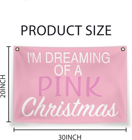 Pink Christmas Canvas Flag,Pink Christmas Santa Claus Hanging Wall Banner,Pink Christmas Wall Decor,Pink Christmas Wall Decorations For Bedroom 20×30 Inches in Saudi Arabia