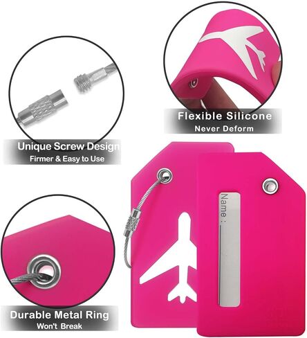 Luggage Tag - Travel Essentials Accessories for Suitcases Quickly Identify, Travel Tags for Luggage, Backpacks, Bags, Baggage, Cruise Suitcases - Flexible & Bright Silicone in Kuwait