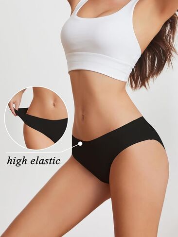 Bolivelan Women's Seamless Hipster Underwear No Show Soft Briefs Low Rise Stretch Bikini Underwear 4 Pack in Saudi Arabia