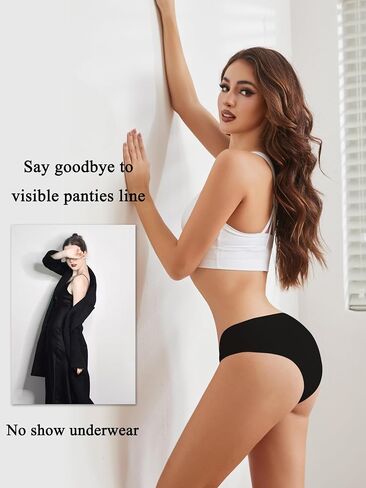Bolivelan Women's Seamless Hipster Underwear No Show Soft Briefs Low Rise Stretch Bikini Underwear 4 Pack in Saudi Arabia