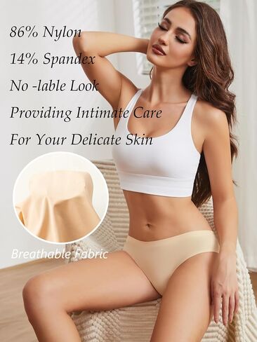 Bolivelan Women's Seamless Hipster Underwear No Show Soft Briefs Low Rise Stretch Bikini Underwear 4 Pack in Saudi Arabia