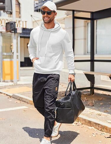 COOFANDY Men's Hooded Sweatshirts Long Sleeve Casual Waffle Knit Pullover Hoodies with Kanga Pocket in Saudi Arabia