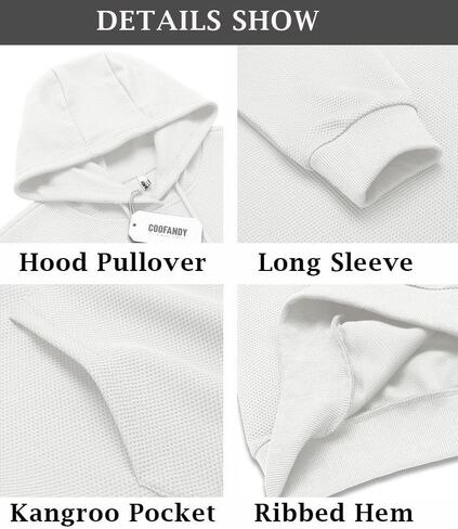 COOFANDY Men's Hooded Sweatshirts Long Sleeve Casual Waffle Knit Pullover Hoodies with Kanga Pocket in Saudi Arabia