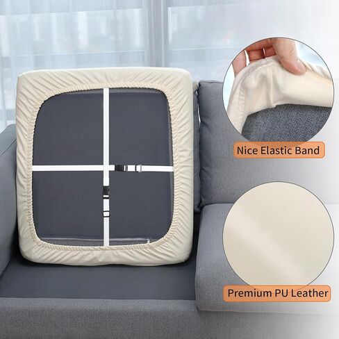 YISUN PU Leather Couch Cushion Sofa Cover, Waterproof Stretch Couch Cushion Slipcovers, Faux Leather Sofa Slipcovers Loveseat Couch Cushion Replacement Chair/Furniture Protector, 3 Pcs (Brown) in Kuwait