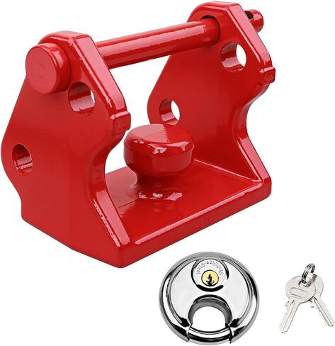 HQPASFY Trailer Hitch Lock with Keyed Padlock, Trailer Coupler Lock with Pin, Coupler Lock Model Tl-33 Trailer Lock,Fits Over 2" to 2-5/16" Couplers - Red in Kuwait
