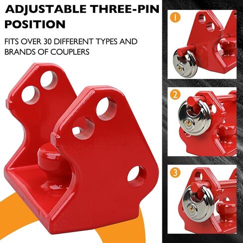 HQPASFY Trailer Hitch Lock with Keyed Padlock, Trailer Coupler Lock with Pin, Coupler Lock Model Tl-33 Trailer Lock,Fits Over 2" to 2-5/16" Couplers - Red in Kuwait