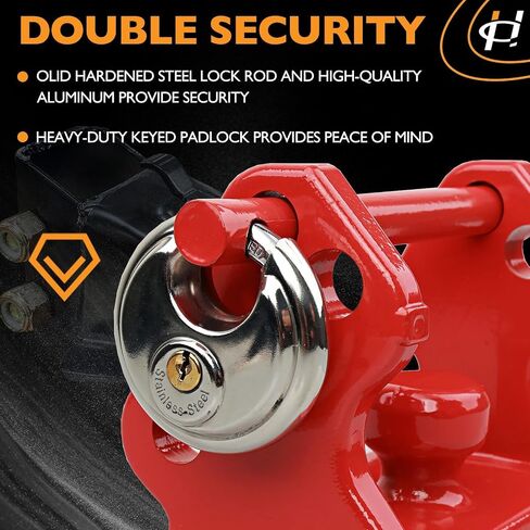 HQPASFY Trailer Hitch Lock with Keyed Padlock, Trailer Coupler Lock with Pin, Coupler Lock Model Tl-33 Trailer Lock,Fits Over 2" to 2-5/16" Couplers - Red in Kuwait