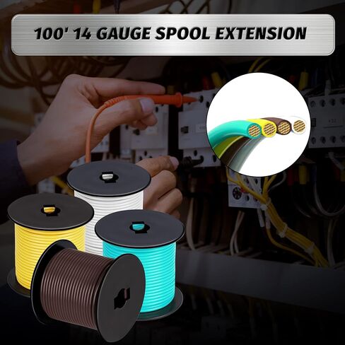 100Foot Bonded 4-Way Trailer RV Camper Towing Boat Wiring Harness Wire Spool, Primary 4-Wire 14 Gauge CCA Trailer RV Wire, Ideal for All Basic Wiring Needs(Green, Yellow, Brown, White) in Kuwait