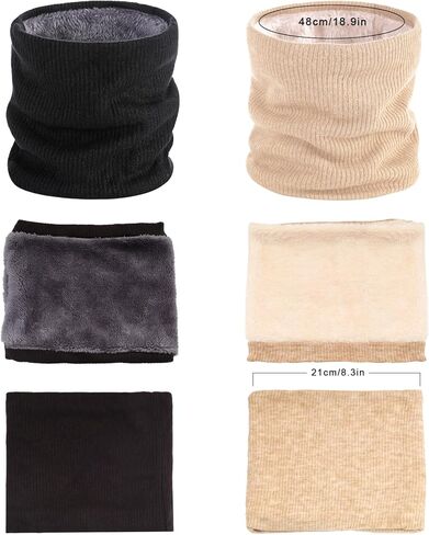 Winter Fleece Scarf Lined Circle Loop Neck Warmer Double-Layer Neck Face Mask Infinity Knit Fleece Neck Scarf Women in Kuwait