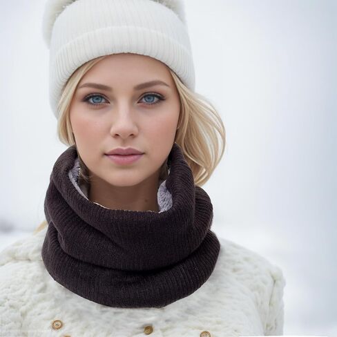 Winter Fleece Scarf Lined Circle Loop Neck Warmer Double-Layer Neck Face Mask Infinity Knit Fleece Neck Scarf Women in Kuwait