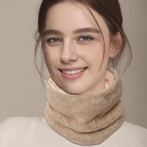 Winter Fleece Scarf Lined Circle Loop Neck Warmer Double-Layer Neck Face Mask Infinity Knit Fleece Neck Scarf Women in Kuwait