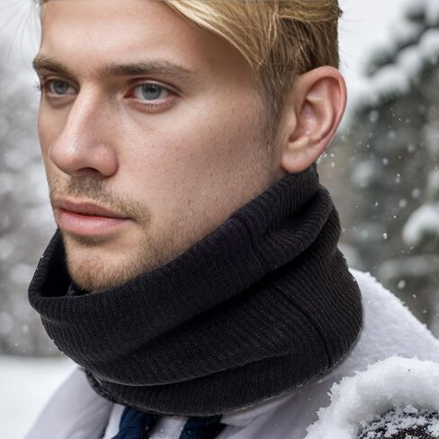 Winter Fleece Scarf Lined Circle Loop Neck Warmer Double-Layer Neck Face Mask Infinity Knit Fleece Neck Scarf Women in Kuwait