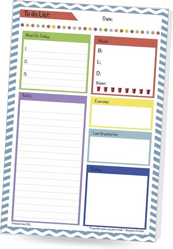 DOUBLE PACK Things To Do Notepad 6" x 9" For Your Goals, Tasks, Meals, Exercise, Grocery List, Bright Colorful Design Daily Planner; 2 Pads per pack in Saudi Arabia