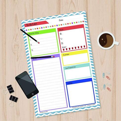 DOUBLE PACK Things To Do Notepad 6" x 9" For Your Goals, Tasks, Meals, Exercise, Grocery List, Bright Colorful Design Daily Planner; 2 Pads per pack in Saudi Arabia