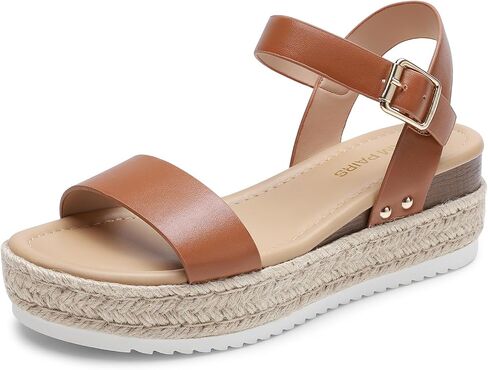 DREAM PAIRS Women's Platform Espadrilles Wedge Sandals, Comfortable Open Toe One Band Sandals for Women Dressy Casual Summer in Saudi Arabia