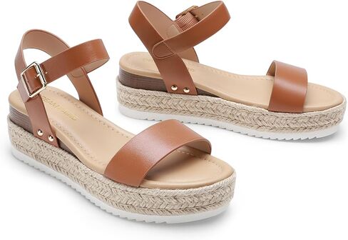 DREAM PAIRS Women's Platform Espadrilles Wedge Sandals, Comfortable Open Toe One Band Sandals for Women Dressy Casual Summer in Saudi Arabia