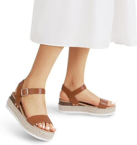 DREAM PAIRS Women's Platform Espadrilles Wedge Sandals, Comfortable Open Toe One Band Sandals for Women Dressy Casual Summer in Saudi Arabia