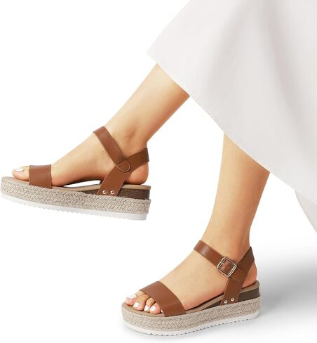 DREAM PAIRS Women's Platform Espadrilles Wedge Sandals, Comfortable Open Toe One Band Sandals for Women Dressy Casual Summer in Saudi Arabia