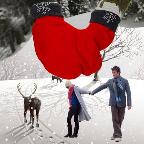 IPENNY Christmas Gloves for Couples Lovers, Winter Warm Hand Holding Mittens Christmas Gift in Kuwait