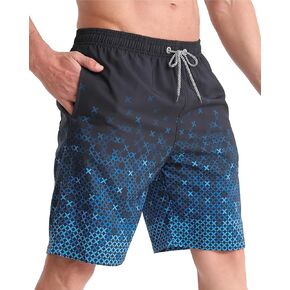 BOJIN Mens Swim Trunks 9" Quick Dry Stretch Swim Shorts Mesh Lining Bathing Suits Swimwear Beach Shorts with Pockets