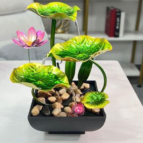 Water Fountain Indoor Waterfall Fountain Tabletop Fountain Lotus Desk Fountains mall Water Fountain Indoor Mini Waterfall Waterfall Iron Home Decor for Office Decoration