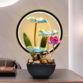 Water Fountain Indoor Waterfall Fountain Tabletop Fountain Lotus Desk Fountains mall Water Fountain Indoor Mini Waterfall Waterfall Iron Home Decor for Office Decoration in Kuwait