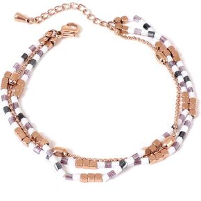 Women Handmade Natural Gemstone Bracelet Rubis Zoiste Beads Bracelets 18K Gold Plated Beadeds Gem Stone Bracelet Jewelry Gift for Women