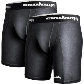 COOLOMG Youth Boys Compression Shorts with Cup Pocket for Baseball Football MMA Lacrosse,NO Cup