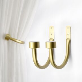 4PCS Curtain Holdbacks, Wall Mounted Curtain Holders, Curtain Hooks for Drapes, Curtains Tie Backs Hooks for Bedroom, Living Room, Gold