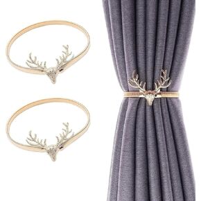 Curtain Hold Backs for Curtains Shiny Metal Curtain Tiebacks Engraving Design Curtain Buckle Set of 2 Window Curtain Holdbacks Elegant Gold Holders for Home and Office Window Decoration (Gold, Bow)
