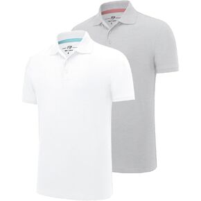 2 Pack Mens Polo Shirts with Pocket Short Sleeve Golf T-Shirt Moisture Wicking Casual Workout Shirts
