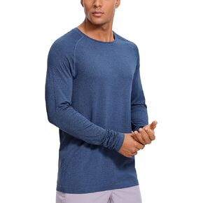 CRZ YOGA Mens Seamless Long Sleeve Tee Shirts Moisture Wicking Workout Athletic Running Shirts Breathable Gym Tops