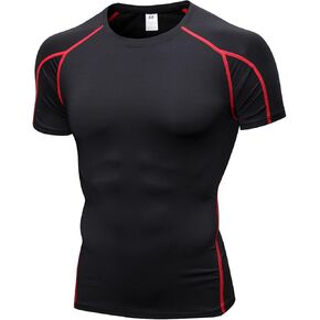 Compression Shirt Men, Short Sleeve Football Basketball Tight Baselayer Undershirts Top for Athletic Running Gym