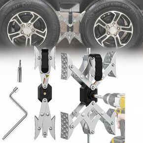 X-Shaped Wheel Chocks for Travel Trailer【Allow Drill Adjust】 RV Stabilizers X chocks Camper Wheel Chock for Travel Trailers RV Accessories Wrench Adjustable 3"-11.5" （2 Pack） White