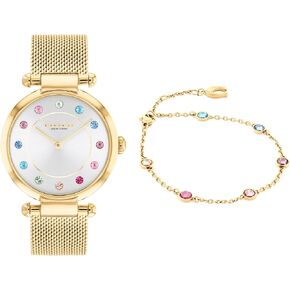 Coach Elliot Women's Watch and Jewelry Gift Set - Adjustable Slider Bracelet Signature Charm - 2H Quartz Watch - Mesh Bracelet - 3ATM Water Resistant - Designed for Day or Night - 28mm