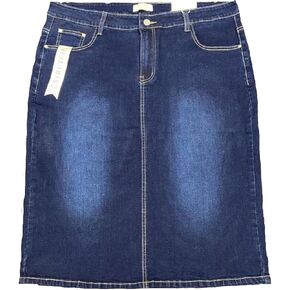 Plus Size Women Knee high Stretch 5 Pocket Denim Skirt