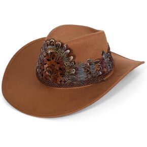 Feather Hat Band for Men Women - 100% Natural Feather Cowboy Western Hat Bands with Adjustable Strap Rustic Modern Design Fits All Cowboy Western Hats - One Size