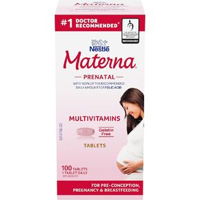 Materna Nestle Prenatal Postpartum Vitamin & Mineral Supplement 100 Tablets