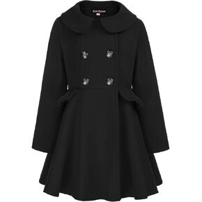 Scarlet Darkness Girls Winter Coat Double Breasted Button Down Dress Coat with Pockets 6-14Y