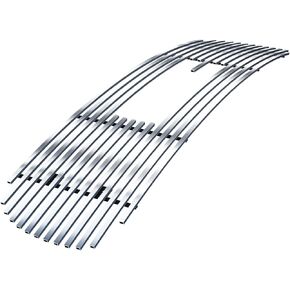 APS Premium Stainless Steel Chrome Horizontal Billet Grille Grill Insert Compatible with GMC Sierra 1500 2500 HD 3500 2001-2002 & Yukon XL 00 01 02 03 04 05 06 with Logo Show Main Upper N19-S30756G