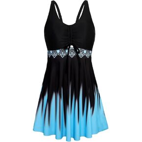 Arolina Plus Size Swimdress for Women High Waisted Tummy Control Tankini Bathing Suits Two Piece Swimsuits with Boyshorts