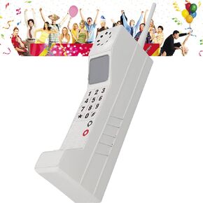 Retro Brick Cell Phone Decoration – Vintage 80s/90s Style Mobile Phone Prop, Old-Fashioned Portable Ornament for Home, Events, Themed Parties, Photography Movie Scenes (90s Phone Prop+Wig)
