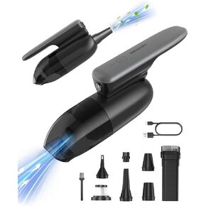Car Vacuum V7 Flex, Cordless Handheld Vacuum with 8000Pa Suction & LED, Portable Vacuum for Car, 4 in 1 Mini Vacuum Cleaner Air Duster for Car, Office, Home