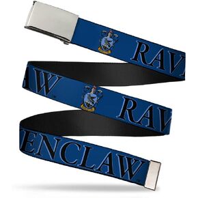 Buckle-Down mens Buckle-down Web Harry Potter 1.25" Belt, Harry Potter Ravenclaw & Crest Blue/Black, 1.25 Wide - Fits up to 42 Pant Size US