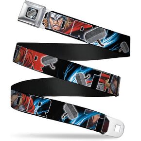 Buckle-Down Seatbelt Belt - THOR Poses/Hammer - 1.0" Wide - 20-36 Inches in Length
