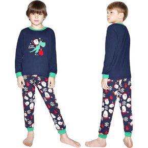 HYCLES Christmas Pajamas Set for Kids Boys Girls Holiday Long Sleeve Sleepwear Santa Pajamas Sets for 2-12T Toddler Pjs