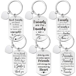 Cunno 6 Pieces Friendship Keychain Gifts, Thank You Best Friend Inspirational Keychain, Friendship Jewelry Appreciation Keychain (Heart Pattern)