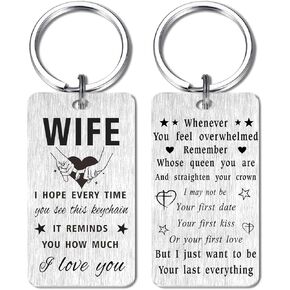 Wife Gifts for Women - Wife Just Because Birthday Christmas Keychain - Wife Anniversary Valentines Mother's Day Gift